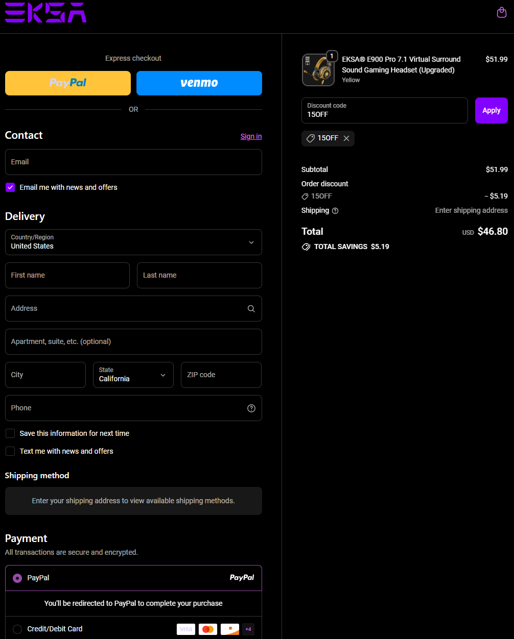 Checkout example